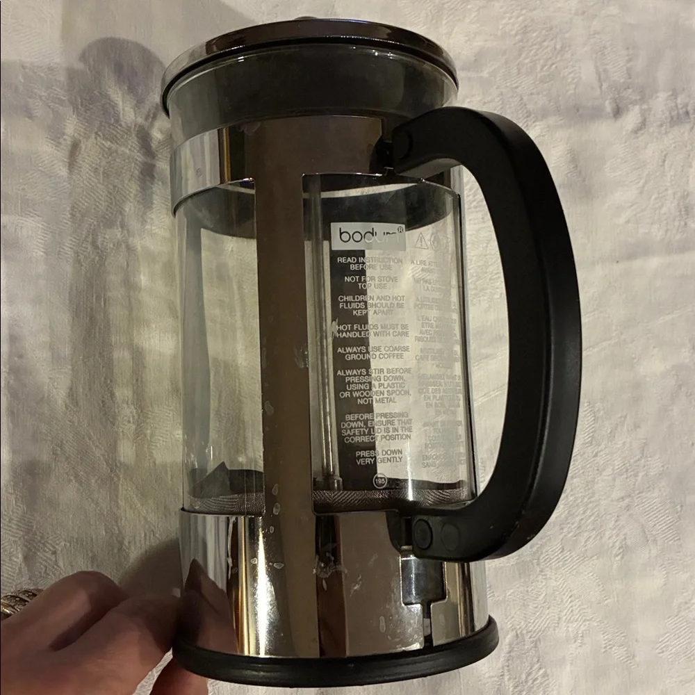 Bodum Chrome and Black French Press Used for a Week in VRBO For Guests Like Nee